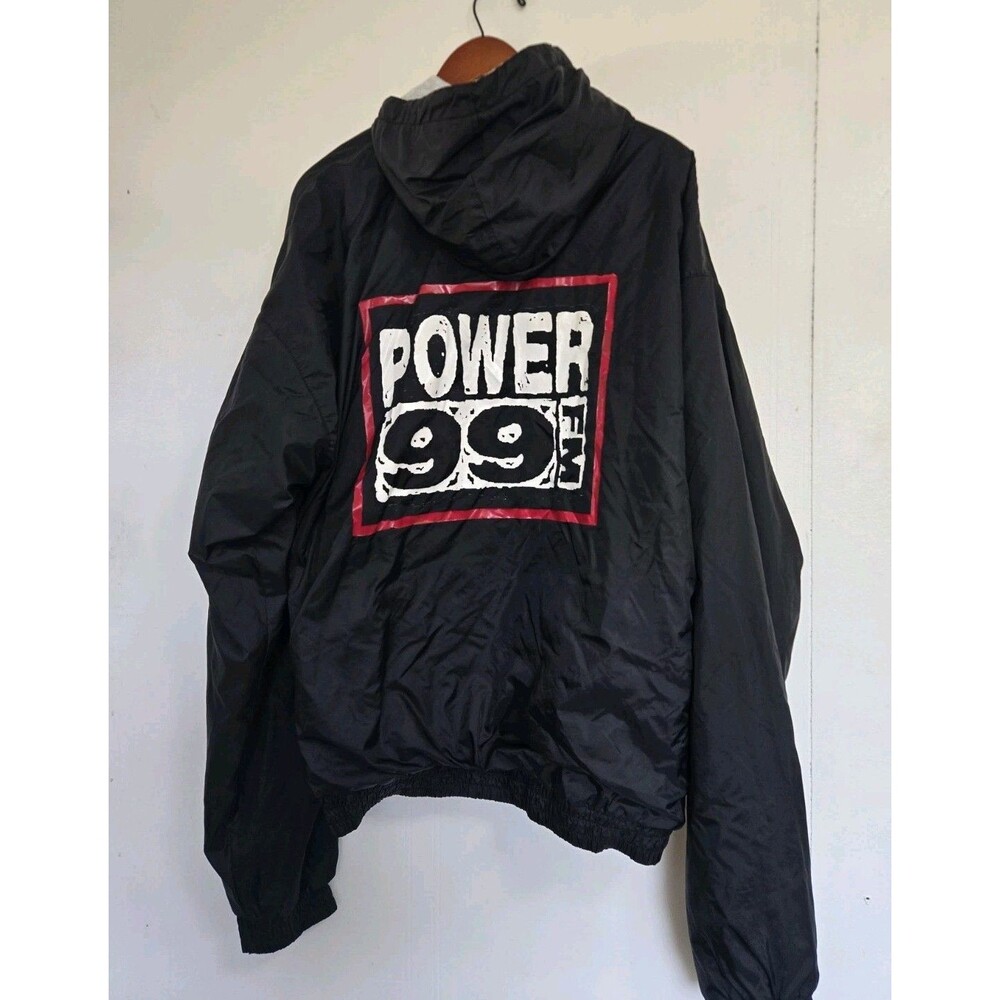 VTG Power 99 FM Jacket Mens 3XL Philadelphia Radio Philly Satin Nylon Black